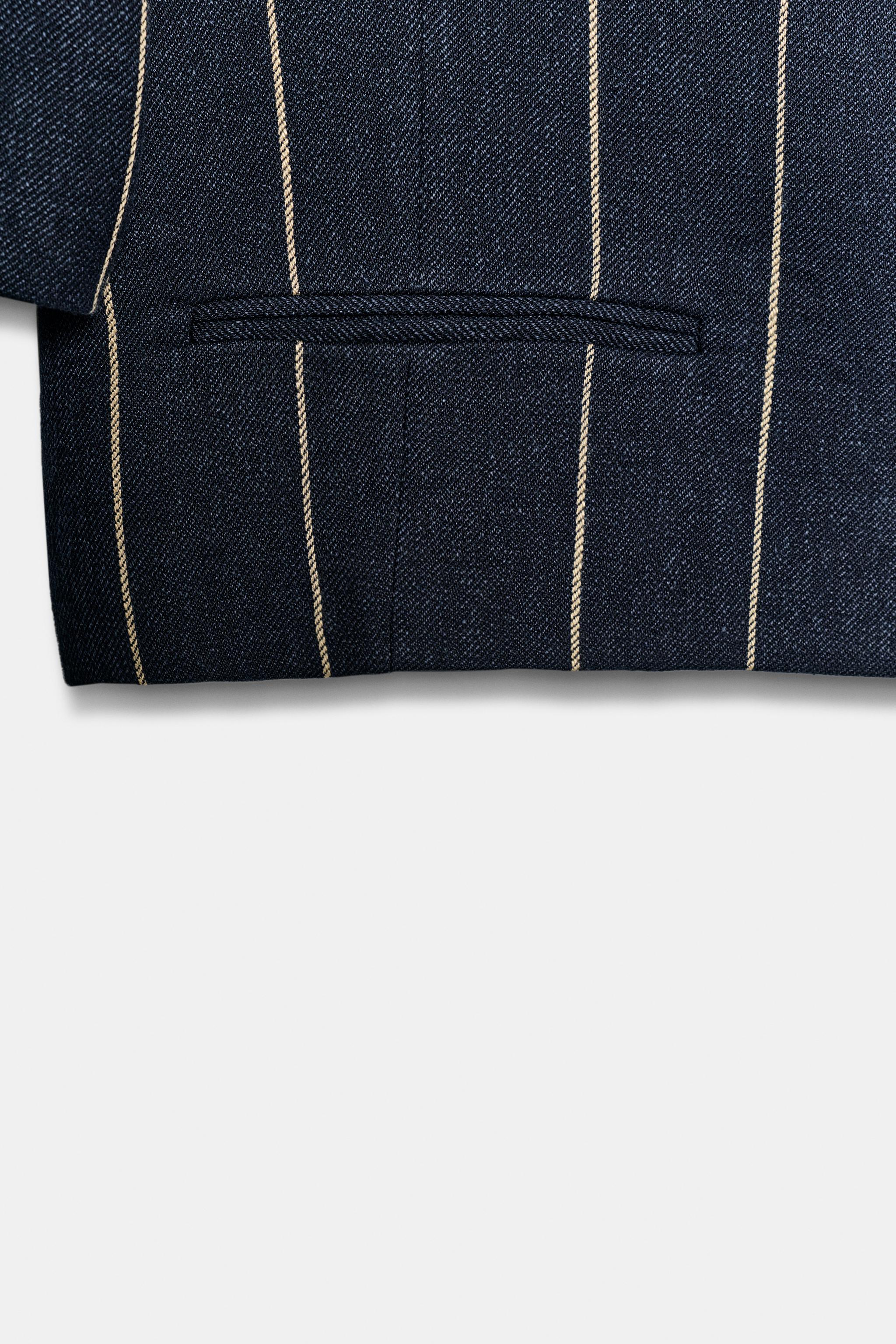 STRIPED LINEN BLEND JACKET ZW COLLECTION